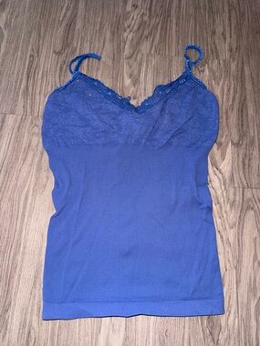 Blue Lace-Trim Cami Tank Top - Women